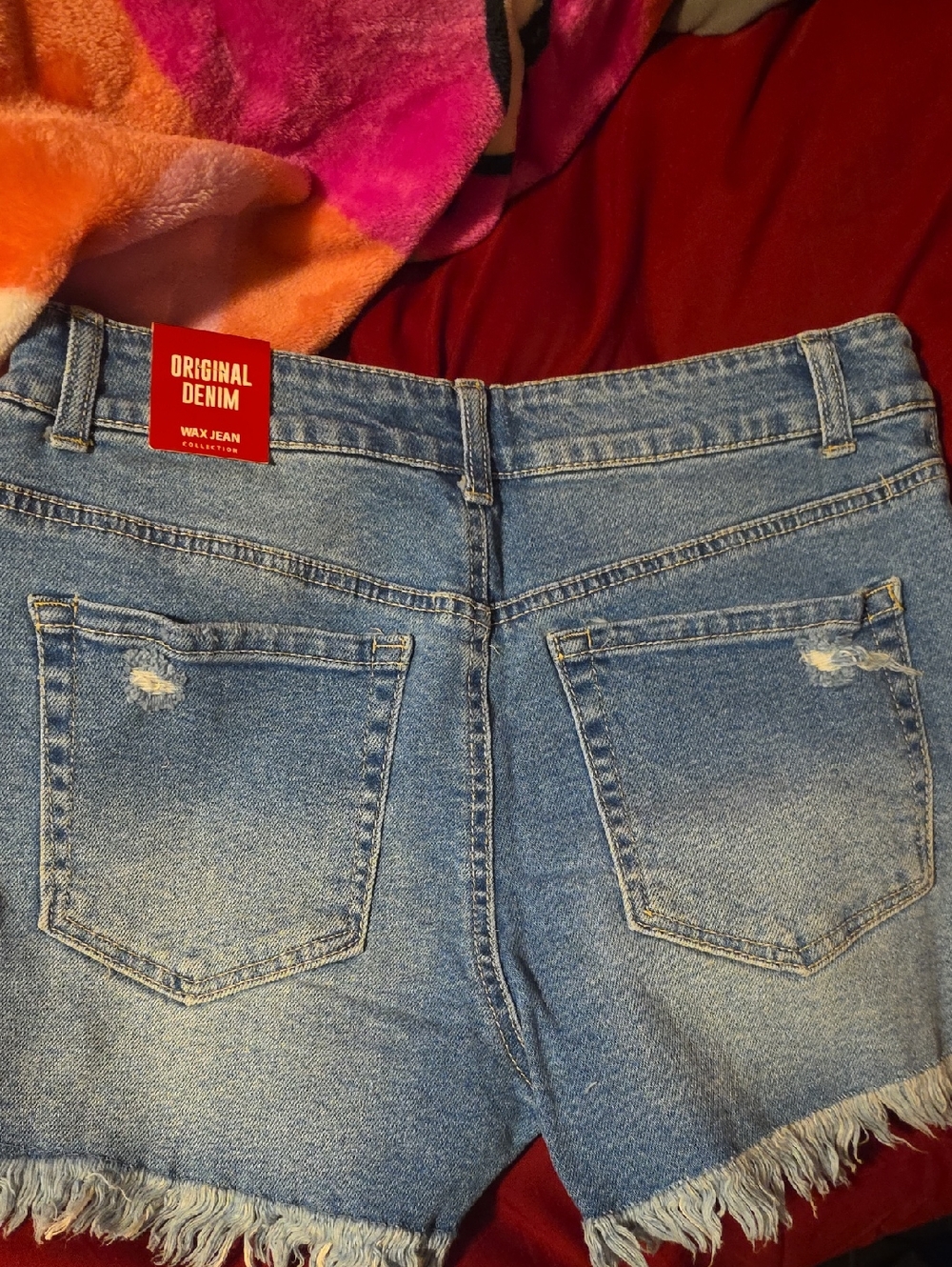 Wax Jean Light Blue Frayed Hem Denim Shorts